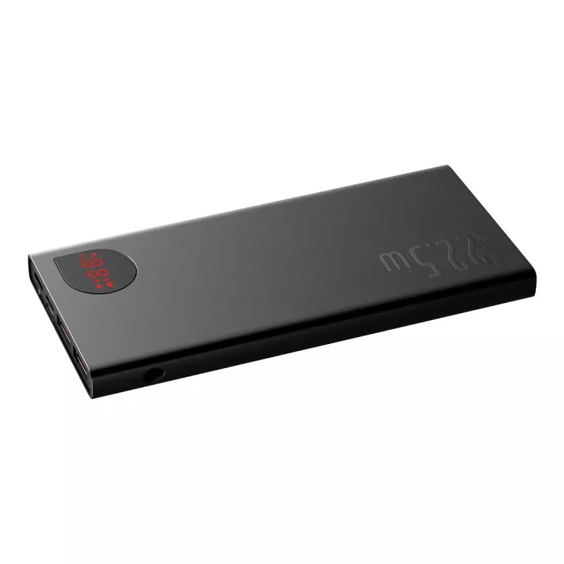 Baseus power bank Adaman Metal, Litija-jonu 10000mAh, 2xUSB, USB-C, Lightning, MicroUSB 22.5W (Melns)