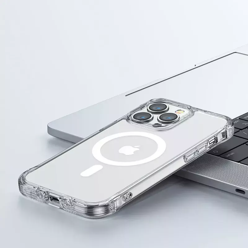 Aizsargājošs caurspīdīgs magnētiskais maciņš Joyroom JR-14H5 iPhone 14 ar MagSafe un magnētisko gredzenu, dzidrs apvalks