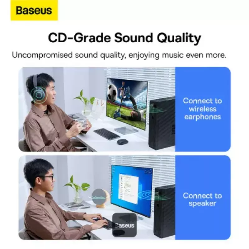 Baseus BA07 Mini Bluetooth adapteris datoram, USB 5.3 bezvadu Bluetooth uztvērējs - melns