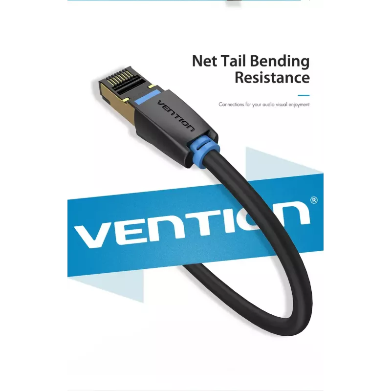 Ethernet komutācijas kabelis Vention Cat.8 S/FTP 1 m Melns RJ-45 Zeltīts