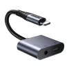2-in-1 audio adapter Joyroom SY-L01 Lightning uz 3,5 mm + Lightning, melna