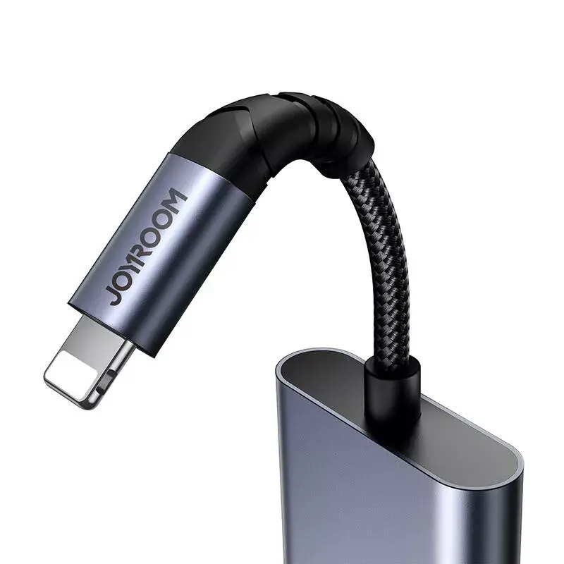 2-in-1 audio adapter Joyroom SY-L01 Lightning uz 3,5 mm + Lightning, melna