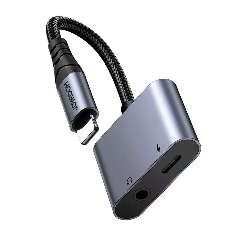 2-in-1 audio adapter Joyroom SY-L01 Lightning uz 3,5 mm + Lightning, melna