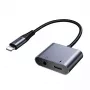 2-in-1 audio adapter Joyroom SY-L01 Lightning uz 3,5 mm + Lightning, melna