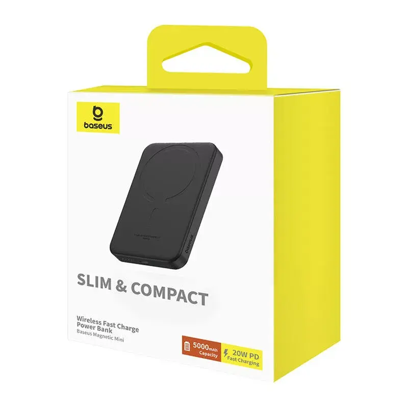 Magnētiskais Mini ārējais akumulators Baseus 5000mAh 20W (melns)
