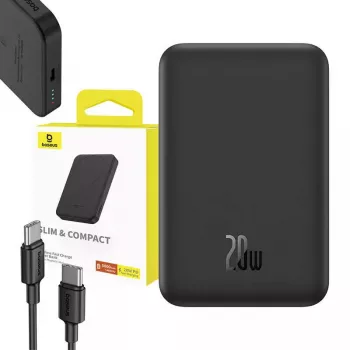 Magnētiskais Mini ārējais akumulators Baseus 5000mAh 20W (melns)