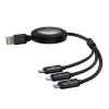 USB 3-in-1 kabelis Baseus Free2Draw (USB-A uz Micro USB + Lightning + USB-C), 100W, 1,1 m, melns