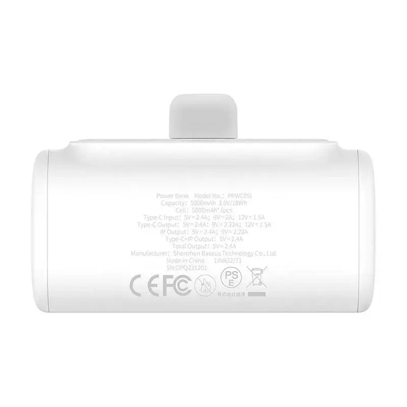 Ārējais akumulators OS-Baseus Compact IP 5000mAh 20W (balts)
