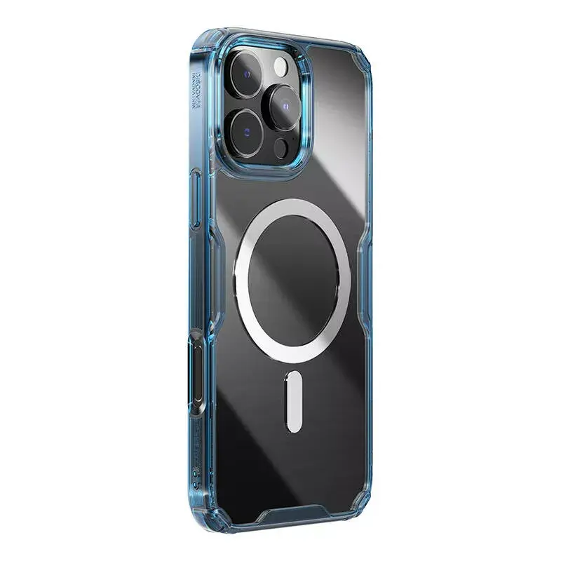 TPU maciņš Nillkin Nature iPhone 16 Plus — magnētisks, zils, plāns aizsargvāciņš