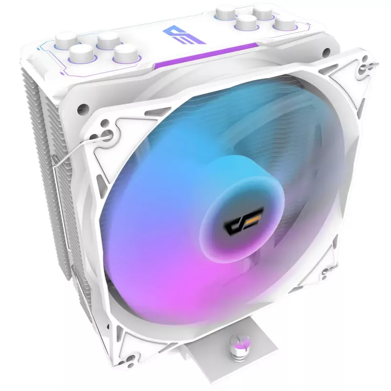 Gaisa dzesētājs Darkflash Z4 Pro Mist balta — 120 mm ventilators, hidrauliskais gultnis, 200 W TDP, atbalsta AM5/AM4/LGA1700/1200/115x