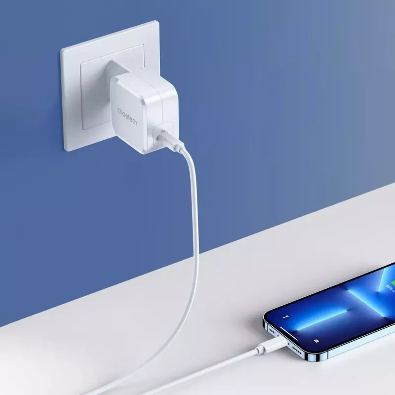 USB-C strāvas lādētājs CHOETECH PD8007 45W ES balts – USB‑C PD 45W