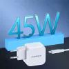 USB-C strāvas lādētājs CHOETECH PD8007 45W ES balts – USB‑C PD 45W