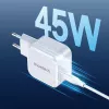 USB-C strāvas lādētājs CHOETECH PD8007 45W ES balts – USB‑C PD 45W
