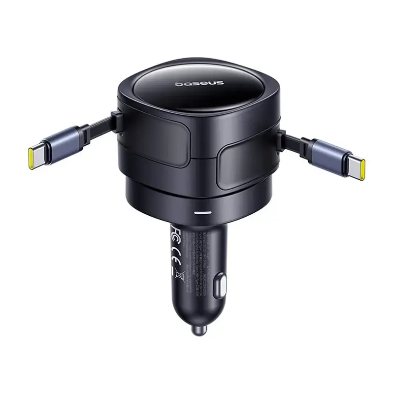 Automašīnas lādētājs Baseus Enjoyment Max 60W ar integrētiem USB-C kabeļiem, 60W jauda