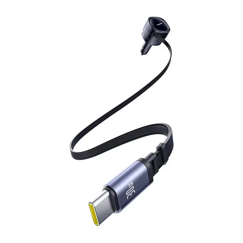 Automašīnas lādētājs Baseus Enjoyment Max 60W ar integrētiem USB-C kabeļiem, 60W jauda