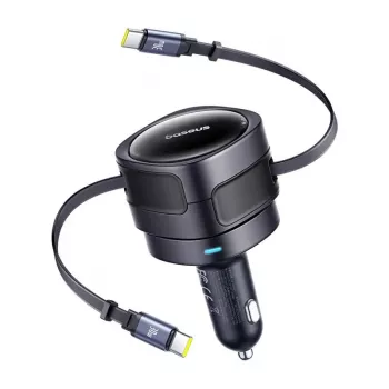 Automašīnas lādētājs Baseus Enjoyment Max 60W ar integrētiem USB-C kabeļiem, 60W jauda