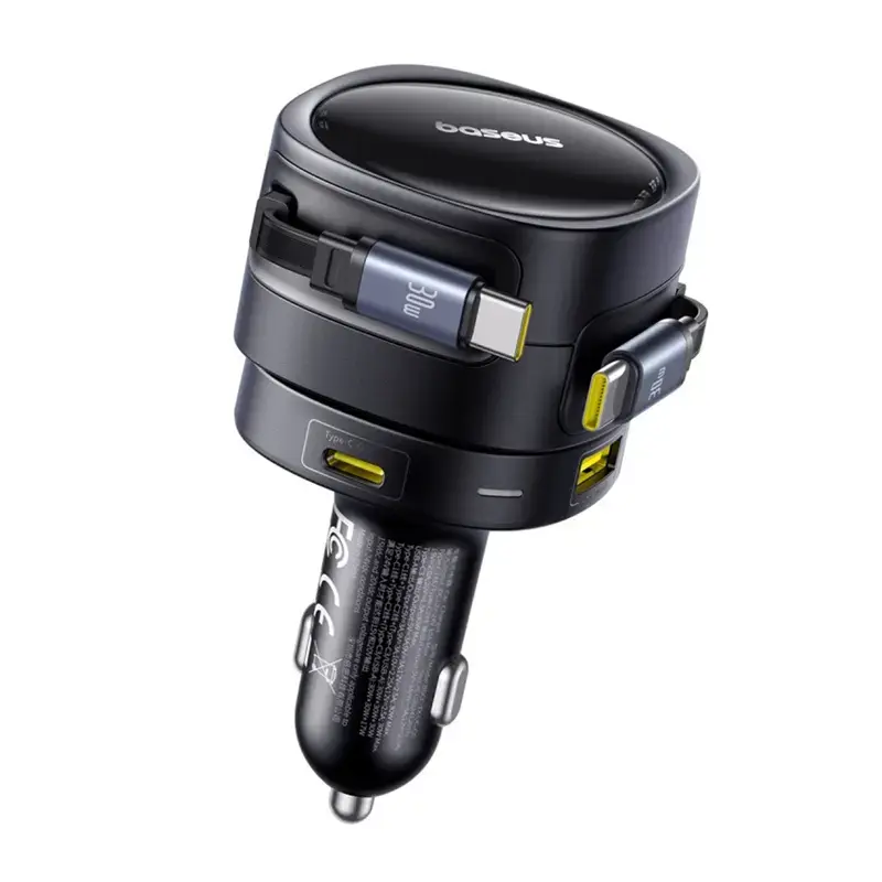 Automašīnas lādētājs Baseus Enjoyment Max 90W ar USB-C un USB-A pieslēgvietām