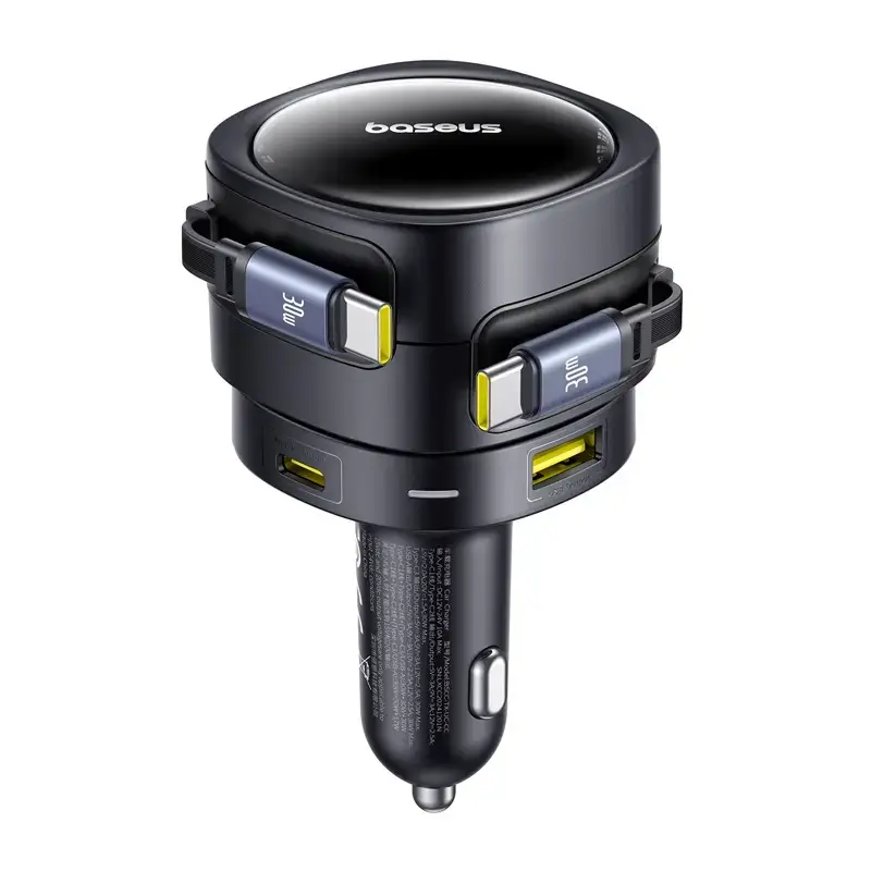 Automašīnas lādētājs Baseus Enjoyment Max 90W ar USB-C un USB-A pieslēgvietām