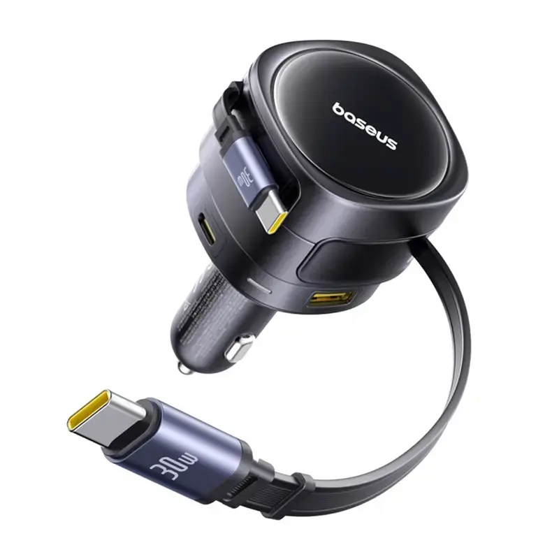 Automašīnas lādētājs Baseus Enjoyment Max 90W ar USB-C un USB-A pieslēgvietām