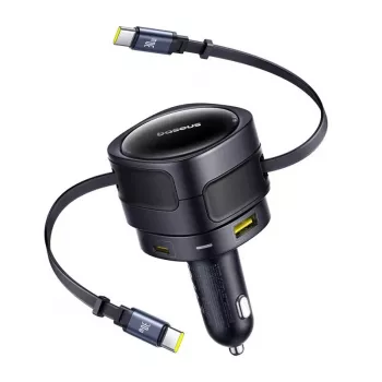 Automašīnas lādētājs Baseus Enjoyment Max 90W ar USB-C un USB-A pieslēgvietām