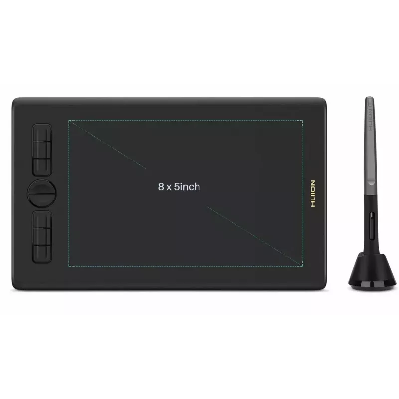 Grafikas planšetdators HUION Inspiroy H580X — aktīvā zona 8,5×5,0 collas, 5080 LPI, 8192 spiediena līmeņi, 8 programmējami taustiņi, USB-C