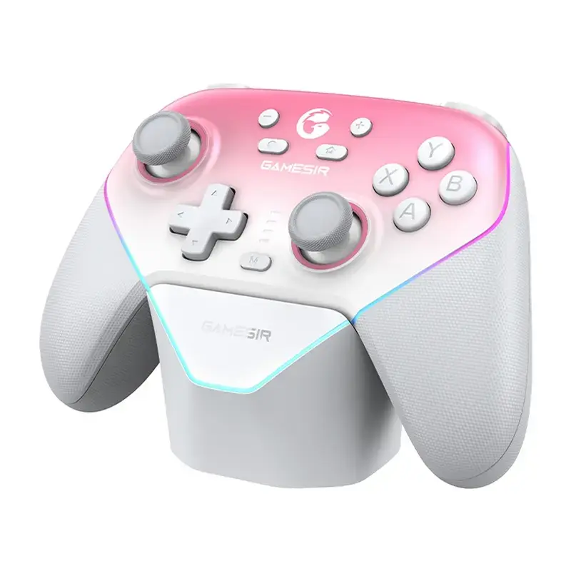 Bezvadu kontrolieris GameSir SuperNova T4n Pro Rozā — Bluetooth, ergonomisks rokas dizains