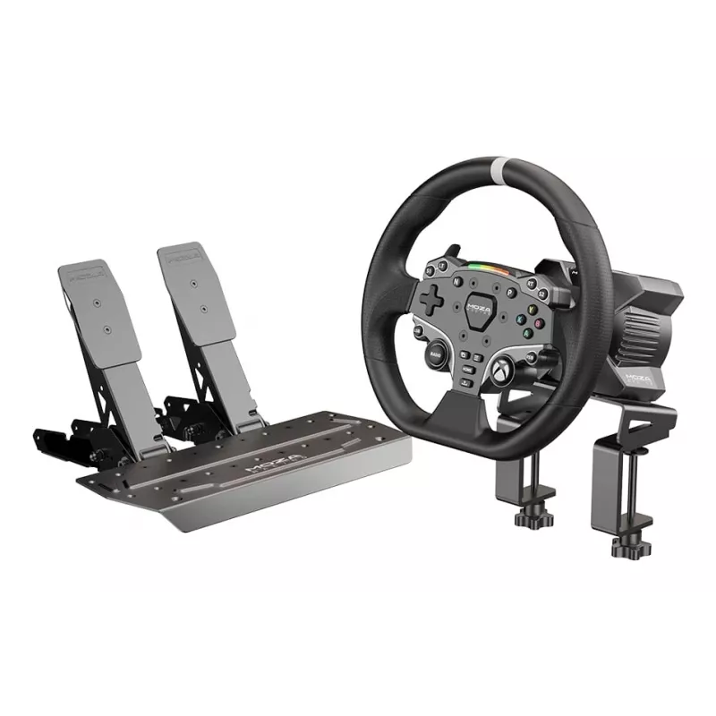 Moza Racing R3 Bundle For XBOX & PC, Stūre + Pedāļi, PC, Xbox One, Xbox Series S, Xbox Series X, Mājas poga, 360°, Tiešā piedziņa, Regulējams
