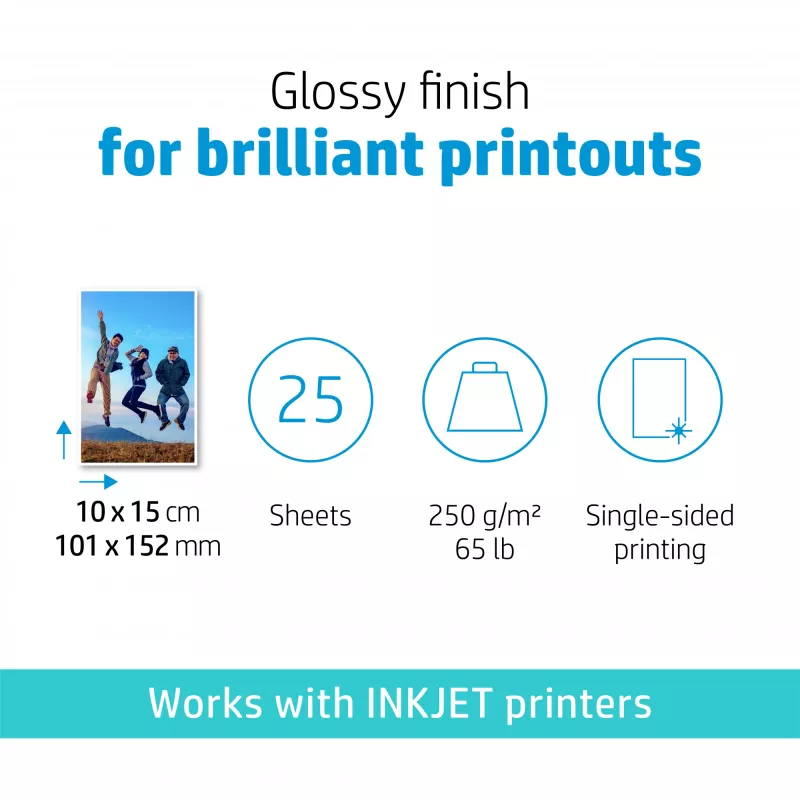 HP Advanced Photo Paper Glossy 250 g/m2 10 x 15 cm (101 x 152 mm) 25 loksnes