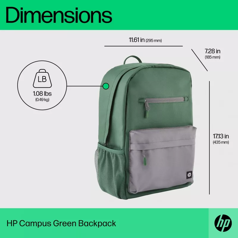 Ikdienas mugursoma HP Campus zaļa Backpack zaļi pelēka poliesters