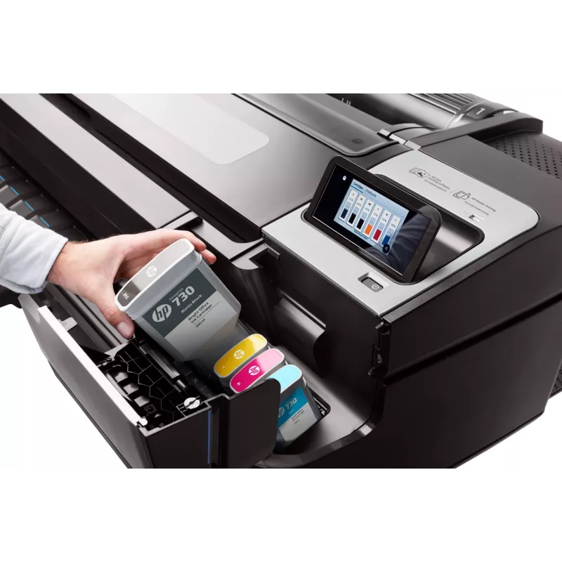 HP Designjet T1700 44 collu printeris, termiskā tintes strūkla, 2400 x 1200 DPI, HP-GL/2, TIFF, JPEG, CALS G4, URF, ciāna, foto melna, matēta melna, fuksīna, dzeltena, 2400 x 1200 DPI, 116 lpp/h