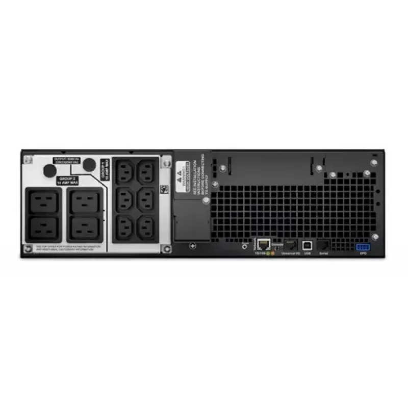 APC Smart-UPS On-Line, 5kVA, Rackmount 3U, 230V, 6x C13+4x C19 IEC ligzdas, tīkla karte, pagarināts darbības laiks, ar sliežu komplektu, 6 gadu garantija