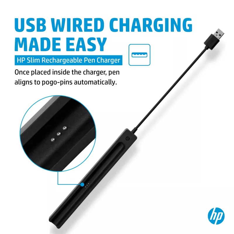 HP plāns uzlādējamais pildspalvas lādētājs, iekštelpu, USB, 0,15 m, melns