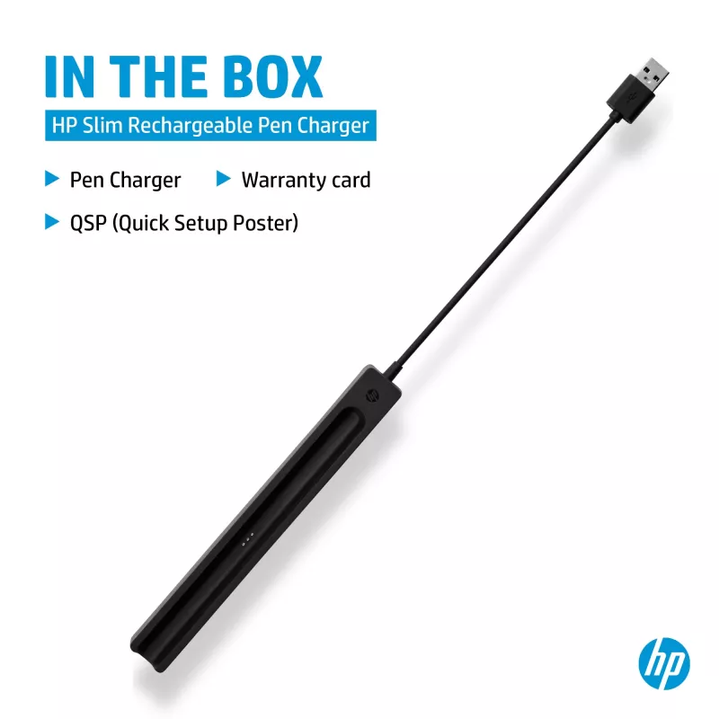 HP plāns uzlādējamais pildspalvas lādētājs, iekštelpu, USB, 0,15 m, melns