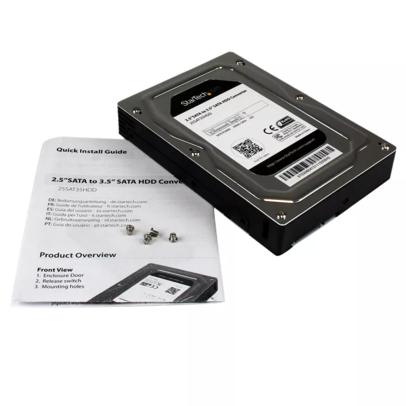 StarTech.com 2.5” uz 3.5” SATA alumīnija cietā diska adaptera korpuss ar SSD / HDD augstumu līdz 12,5 mm
