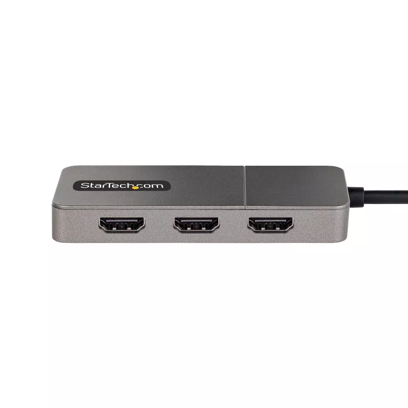 StarTech.com 3 portu USB-C MST centrmezgls — USB Type-C uz 3x HDMI vairāku monitoru adapteris klēpjdatoram — Trīskāršs HDMI līdz 4K 60 Hz ar DP 1.4 Alt režīmu un DSC — HDR — 1 pēdas (30 cm) kabelis — Tikai Windows