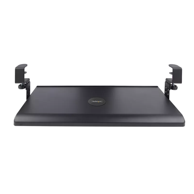 StarTech.com Zemgalda tastatūras paliktnis, pieskrūvējams ergonomisks tastatūras turētājs, līdz 12 kg (26,5 lb), bīdāma tastatūras un peles atvilktne ar C veida skavām, augstumā regulējams tastatūras paliktnis (3,9/4,7/5,5 collas)