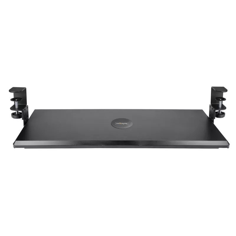 StarTech.com Zemgalda tastatūras paliktnis, pieskrūvējams ergonomisks tastatūras turētājs, līdz 12 kg (26,5 lb), bīdāma tastatūras un peles atvilktne ar C veida skavām, augstumā regulējams tastatūras paliktnis (3,9/4,7/5,5 collas)