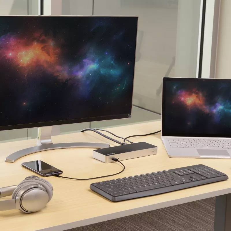 StarTech.com Dual Monitor USB C Docking Station ar 60 W Power Delivery Windows klēpjdatoriem - USB C uz HDMI/DVI dokstacija - USB 3.1 Gen 1 Type C dokstacija ar uzlādi - Thunderbolt 3 saderīga