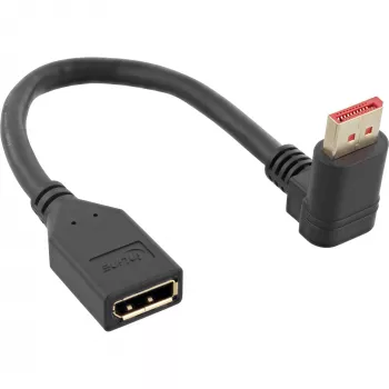 InLine DisplayPort 1.4 adaptera kabelis vīr./siev., 8K4K, augšup vērsts leņķis, melns/zelts