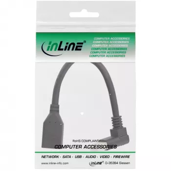 InLine DisplayPort 1.4 adaptera kabelis vīr./siev., 8K4K, augšup vērsts leņķis, melns/zelts