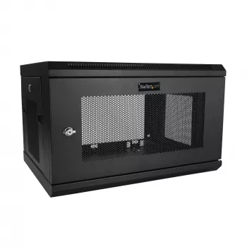 StarTech.com 2 statņu 6U sienas montāžas tīkla skapis ar 1U plauktu, 19 collu pie sienas stiprināms serveru statīvs datu/tīkla/AV/elektronikas/datoru aprīkojumam, mazs ventilējams statīvu korpuss