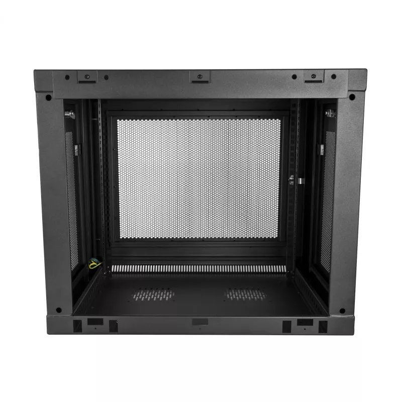 StarTech.com 2-stabu 9U sienas montāžas tīkla skapis ar 1U plauktu, 19 collu pie sienas stiprināms serveru statnis datu/tīklu/AV/elektronikas/datoru iekārtām, mazs ventilējams statņu korpuss