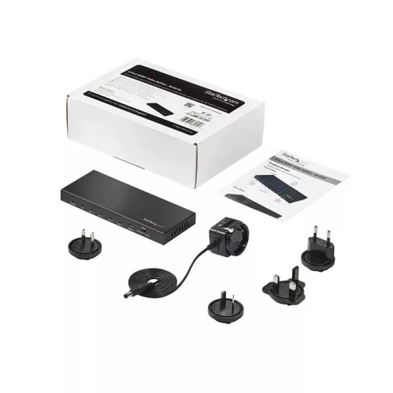 StarTech.com 4-Port HDMI Splitter - 4K 60Hz, HDMI, 4x HDMI, 3840 x 2160 pikseļi, Melns, 4K Ultra HD, 60 Hz