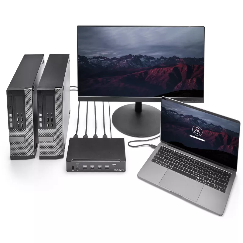 StarTech.com 4 portu HDMI KVM slēdzis - USB 3.0 - 1080p, 1920 x 1080 pikseļi, statīva montāža, melns