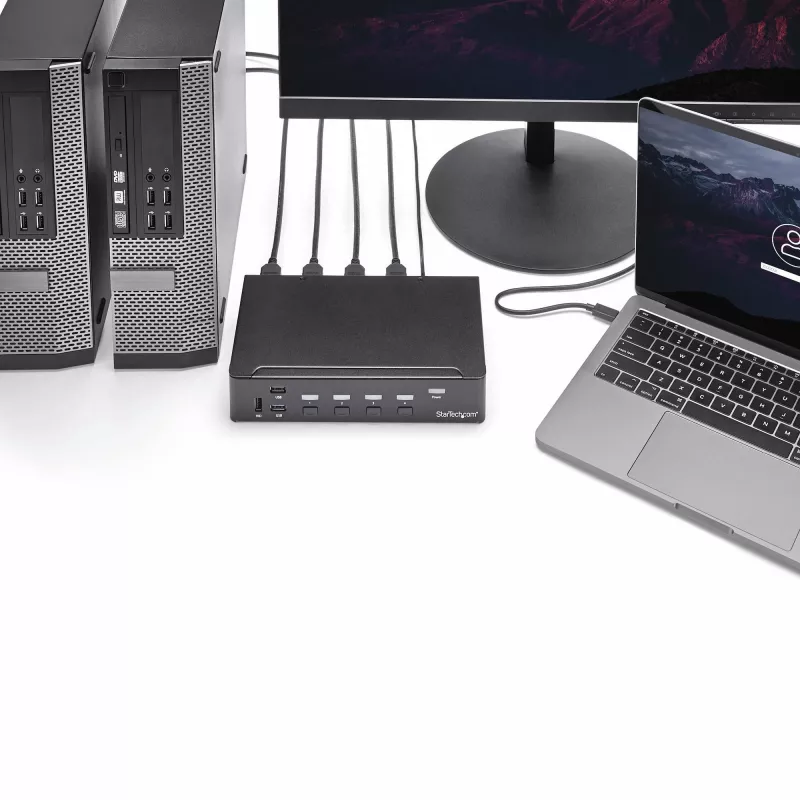 StarTech.com 4 portu HDMI KVM slēdzis - USB 3.0 - 1080p, 1920 x 1080 pikseļi, statīva montāža, melns