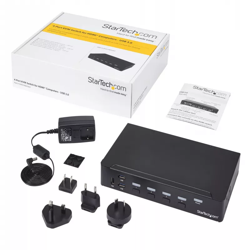 StarTech.com 4 portu HDMI KVM slēdzis - USB 3.0 - 1080p, 1920 x 1080 pikseļi, statīva montāža, melns