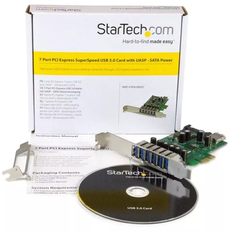 StarTech.com 7 portu PCI Express USB 3.0 karte - standarta un zema profila dizains