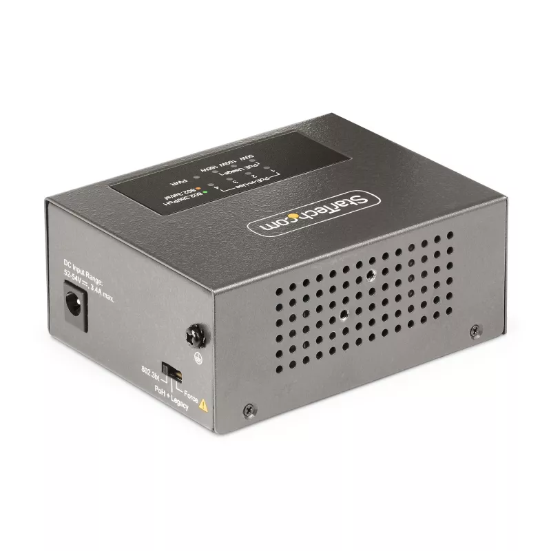 StarTech.com 4 portu multi-gigabitu PoE++ inžektors, 5/2,5/1G Ethernet (NBASE-T), PoE/PoE+/PoE++ (802.3af/802.3at/802.3bt), 160 vatu jaudas budžets, piestiprināms pie sienas/DIN sliedes, nepārvaldāms