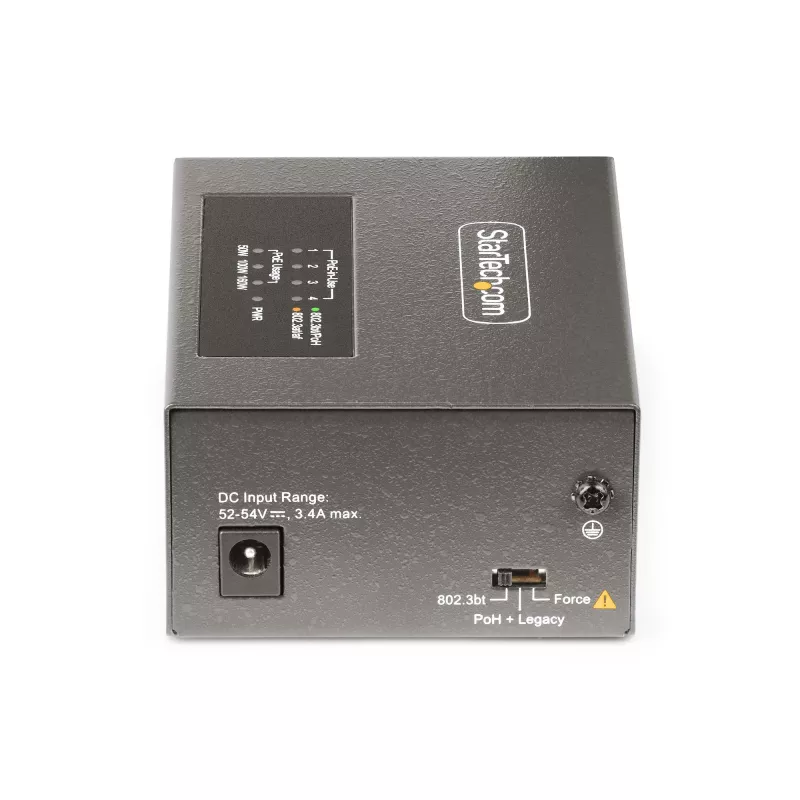 StarTech.com 4 portu multi-gigabitu PoE++ inžektors, 5/2,5/1G Ethernet (NBASE-T), PoE/PoE+/PoE++ (802.3af/802.3at/802.3bt), 160 vatu jaudas budžets, piestiprināms pie sienas/DIN sliedes, nepārvaldāms