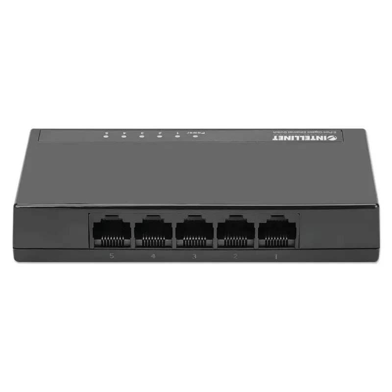 Intellinet 5 portu gigabitu Ethernet slēdzis, galddatora izmērs, plastmasas, IEEE 802.3az (energoefektīvs Ethernet), melns